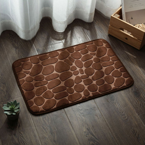 Cobblestone water Absorbent Floor Mat Non-Slip Foot Mat  ( Black )